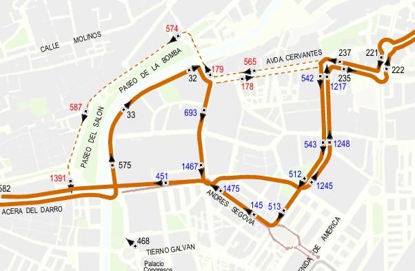 Desvío línea 9. Clic para ver plano completo