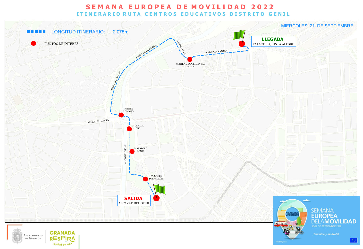 ruta a pie conoce tu barrio, distrito genil, semana europea de la movilidad 2022 en Granada